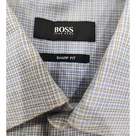 Hugo Boss Sharp Fit Plaid Long Sleeve Button Down Shirt Men's 15.5 32/33 - Picture 7 of 12